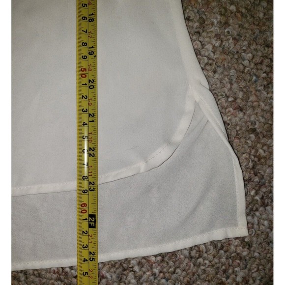 H&M White Button Up Blouse Sz 8 Chiffon Sheer 3/4 Sleeve Classic Style Top Shirt - Picture 9 of 9